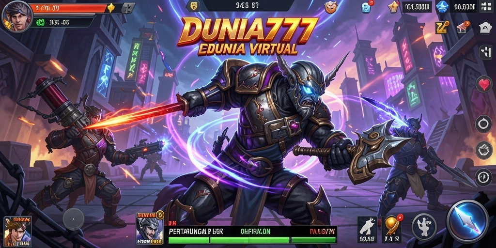 Tampilan gameplay seru dalam DUNIA777 menampilkan aksi pertarungan yang intens.