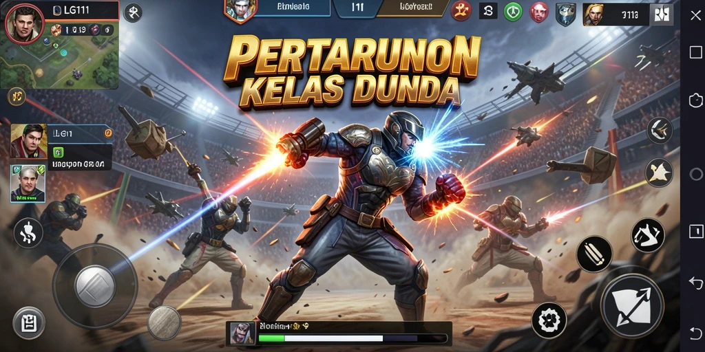 Screenshot menampilkan aksi pertarungan seru dari LG111 dengan karakter-karakter unik.
