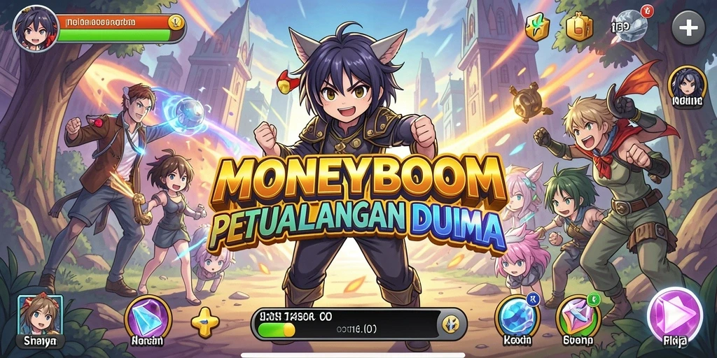 Tampilan gameplay menarik dengan karakter anime yang dinamis.