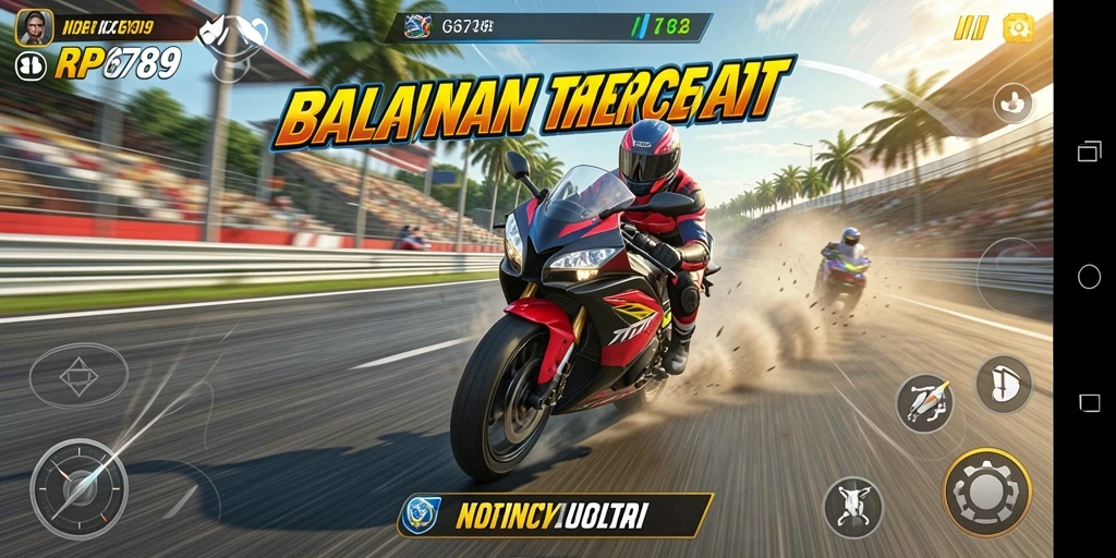 Gameplay seru dengan balapan motor yang cepat dan mendebarkan.