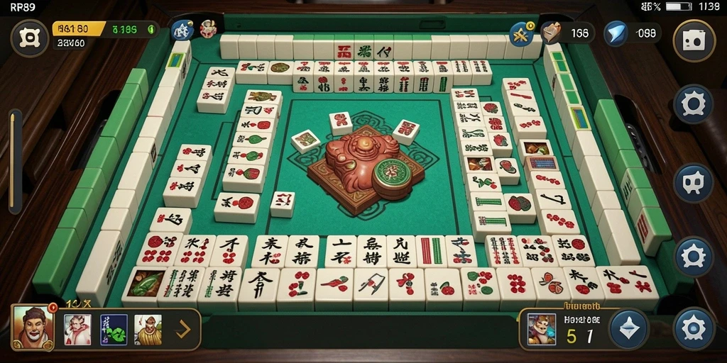 Tampilan menarik gameplay Mahjong di RR89 dengan teman.