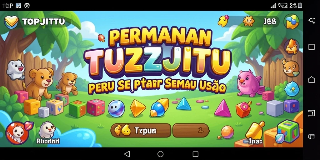 Menampilkan gameplay menantang dalam aplikasi Puzzle TOPJITU.