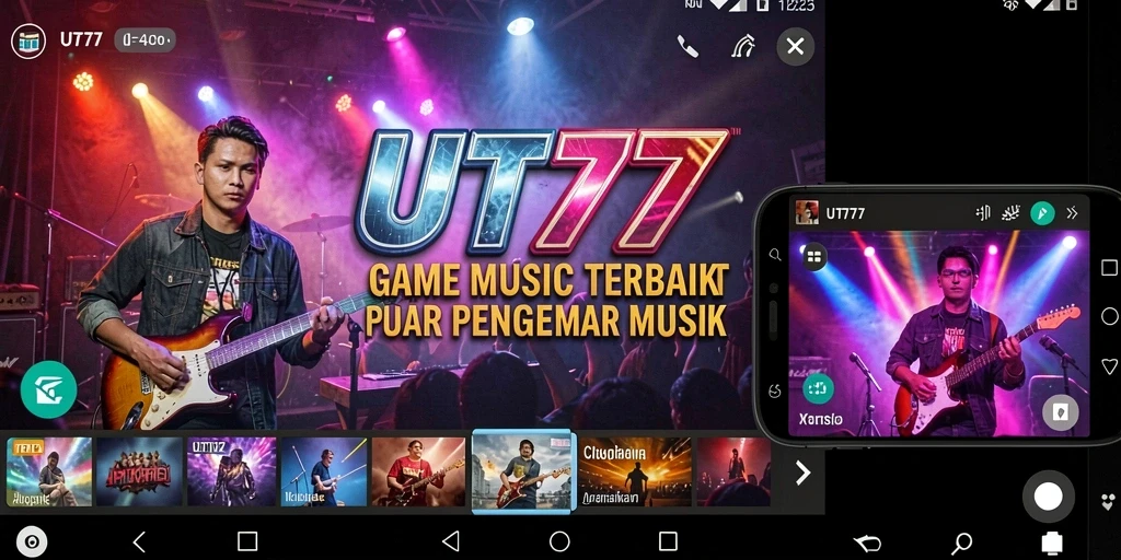 Tangkapan layar UT77 menampilkan gameplay seru dengan berbagai pilihan lagu.